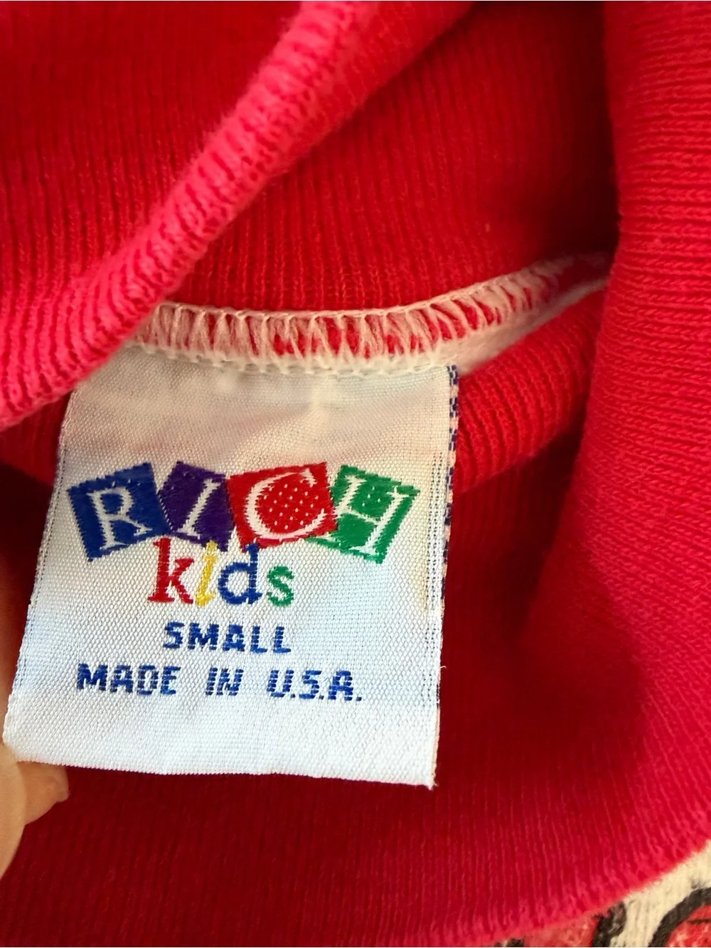 Vintage Rich Kids Gray Speckled Sweatshirt Red Mock Neck Front Graphic Size 4T